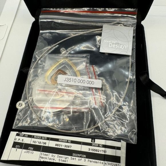 Milor Italy Steel by Design Set of 3 Pendants w Adjustable Necklace Heart Circle - Picture 8 of 8